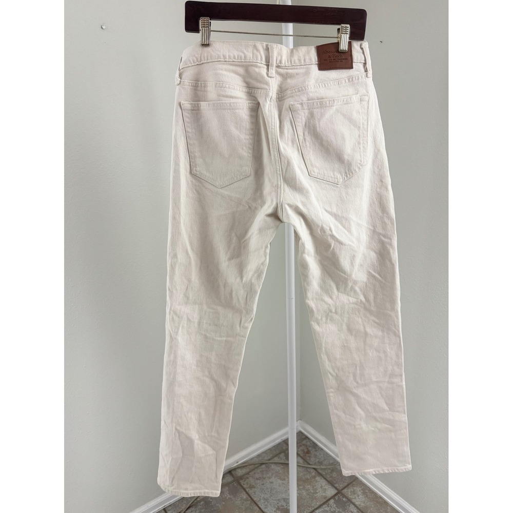 Abercrombie & Fitch 90s Straight Jeans Mens 31x34 Cream White Vintage Stretch - Picture 3 of 9